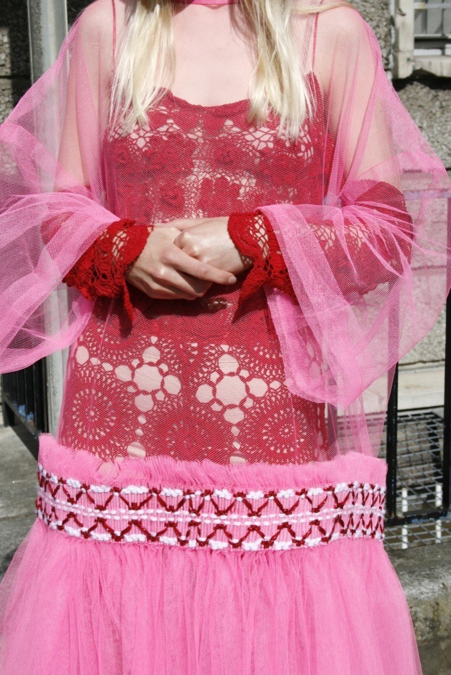 andequal tulle pattern sheer jacket